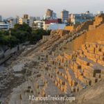 sunsetting over back side of Huaca Pucllana