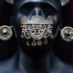 Silver headdress, earrings and nose adornment, Larco Museum, Lima.